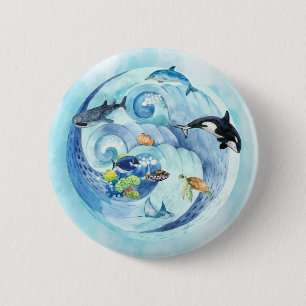 Wereld Oceans Day Pinback Button