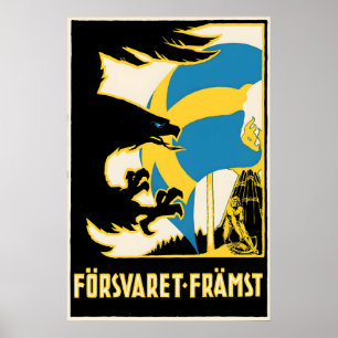 Wereld Oorlog I Propaganda Poster Zweden Nationale