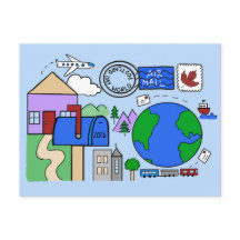 Wereld Postkaart Dag 2026 - transport in het blauw