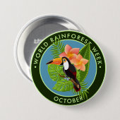 Wereld regenwoud Week, toucan, plumeria Ronde Button 7,6 Cm (Voorkant /achterkant)