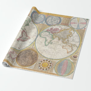 Wereld Reis Kaart Antiek Vintage Geografie Cadeaupapier