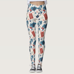 Wereld Reis Kaart Patroon Leggings