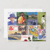 Wereld reisstempels (collage) briefkaart (Voorkant / Achterkant)