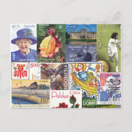 Wereld reisstempels (collage) briefkaart