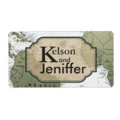 wereld reizen thema bruiloft labels (Voorkant)