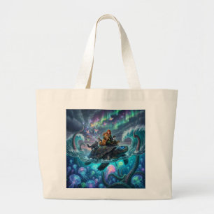 wereld schildpad grote tote bag