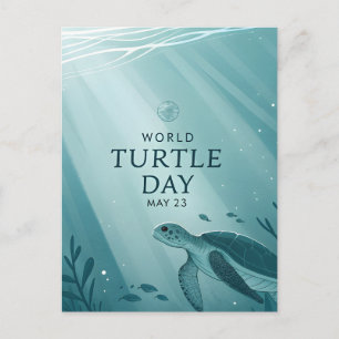 Wereld Schildpaddendag Onderwater Zeeschildpad Kun Feestdagenkaart