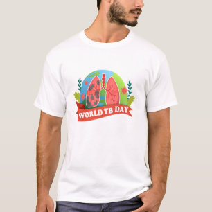 Wereld Tuberculose Dag Gezondheid Bewustzijn Rode T-shirt