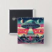 Wereld UFO Dag | 2 juli Vierkante Button 5,1 Cm (Voorkant /achterkant)