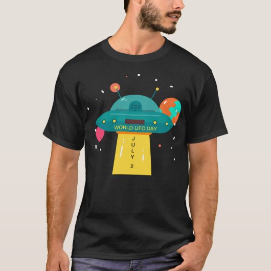 Wereld Ufo Dag Cartoon T-shirt (Voorkant)