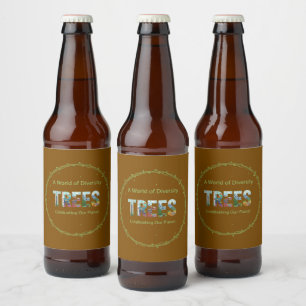 Wereld van Diversiteit BOMEN Vier onze planeet Bier Etiket