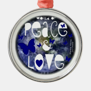 Wereld van Vrede & Liefde Metalen Ornament