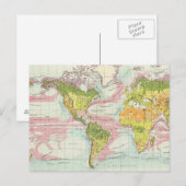 Wereld vegetatie en oceaanstroomkaart briefkaart (Voorkant / Achterkant)
