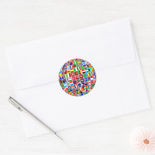 Wereld Vlaggen Globe, Internationaal, Klassieke Ro Ronde Sticker