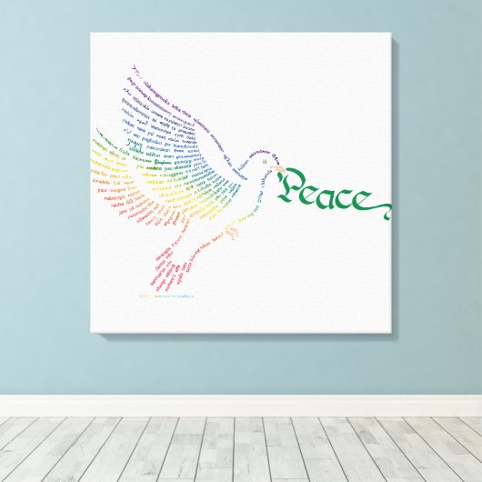 Wereld Vrede Duif Canvas Print (Insitu (Houten vloer))