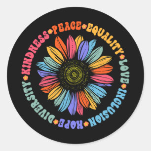 Wereld Vrede Supporter Zonnebloem Bloemen Outfit K Ronde Sticker