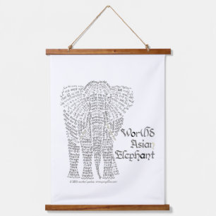 Wereld woord Aziatische olifant wandtapijt Hangend Wandkleed