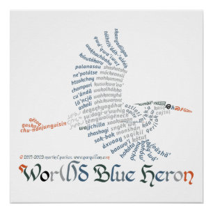 Wereld Word Blue Heron Poster Perfect Poster