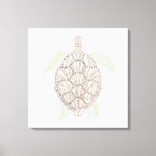 Wereld Word Zee Turtle Canvas Print