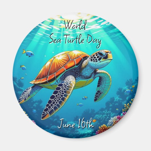 Wereld Zee Schildpad Dag is op 16 juni Magneet (Voorkant)