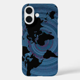 Wereld zwart kaart iPhone 16 hoesje