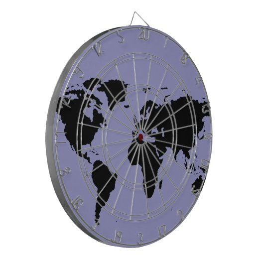 Wereld zwarte grafische kaart dartbord (Voorkant Links)