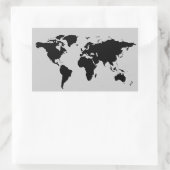 Wereld zwarte grafische kaart rechthoekige sticker (Tas)