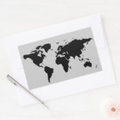 Wereld zwarte grafische kaart rechthoekige sticker (Envelop)
