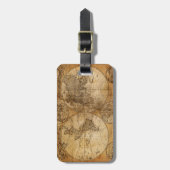 Wereldatlas in vintage stijl bagagelabel (Voorkant verticaal)