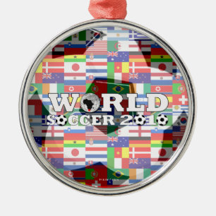 Wereldbeker Voetbal 2010 — Vlaggenornamentronde Metalen Ornament