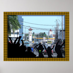 Wereldberoemde 'halve weg'-boom poster