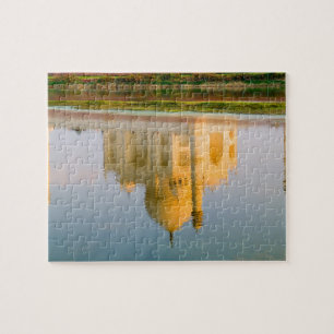 Wereldberoemde Taj Mahal-tempel-reflectie op Legpuzzel
