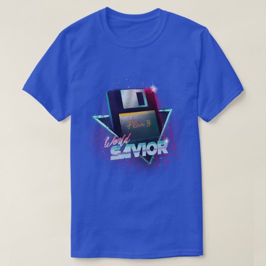 Wereldbesparing van 80 jaar - Retro Wave-diskette  T-shirt (Design voorkant)