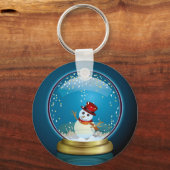 Wereldbol 2 sneeuw sleutelhanger (Voorkant)