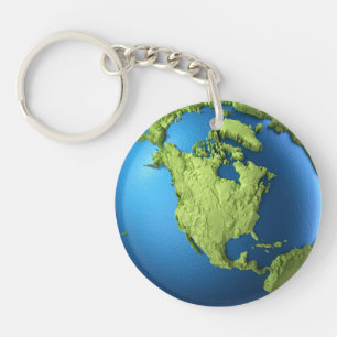 Wereldbol 3d geïsoleerd op white.Continent Noord- Sleutelhanger