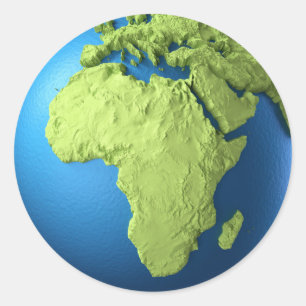 Wereldbol 3d, geïsoleerd op wit. Continent Afrika Ronde Sticker