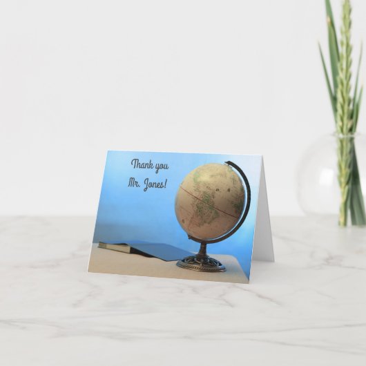 Wereldbol & boek Dag van de Lerarenwaardering Bedankkaart (Voorkant)