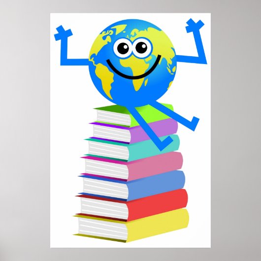 Wereldbol boeken poster (Voorkant)