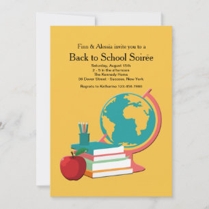 Wereldbol en boeken Uitnodiging