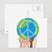 Wereldbol en handen briefkaart (Voorkant / Achterkant)