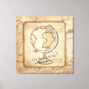  Wereldbol. Geografie & Geschiedenis Leraar Gift Canvas Afdruk