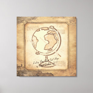  Wereldbol. Geografie & Geschiedenis Leraar Gift Canvas Afdruk