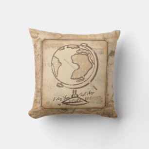 Wereldbol. Geografie & Geschiedenis Leraar Gift Kussen