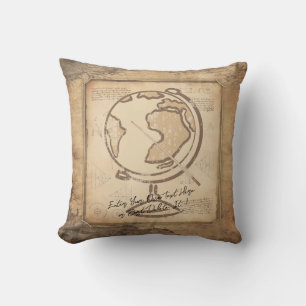Wereldbol. Geografie & Geschiedenis Leraar Gift Kussen