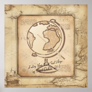 Wereldbol. Geografie & Geschiedenis Leraar Gift Poster