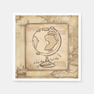  Wereldbol. Geografie & Geschiedenis Leraar Gift Servet