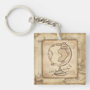 Wereldbol. Geografie & Geschiedenis Leraar Gift Sleutelhanger