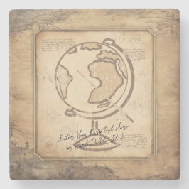 Wereldbol. Geografie & Geschiedenis Leraar Gift Stenen Onderzetter