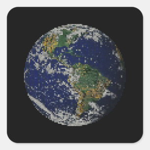 wereldbol in stippen vierkante sticker