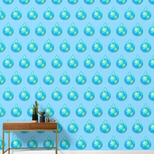Wereldbol in Waterdruppel Behang